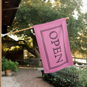 PINK OPEN SIGN FLAG