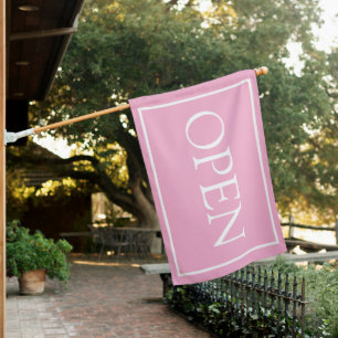 Pink Open Sign Modern Minimal Small Business Flag
