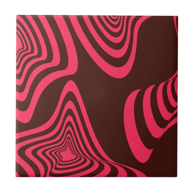 Pink, optic, trendy, cool abstract geometric shape ceramic tile (Front)