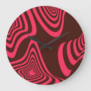 Pink, optic, trendy, cool abstract geometric shape large clock
