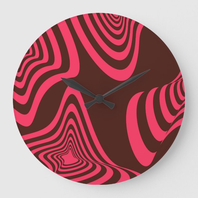 Pink, optic, trendy, cool abstract geometric shape large clock (Front)
