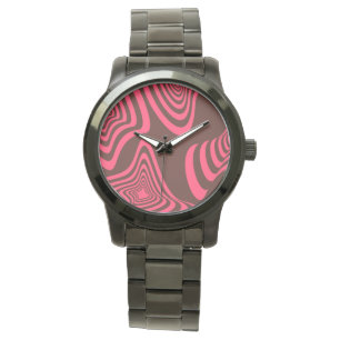 Pink, optic, trendy, cool abstract geometric shape watch