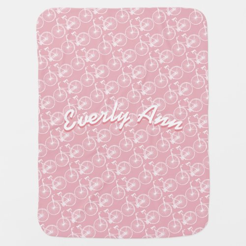 Pink or Any Color Vintage Bicycle Baby Blanket