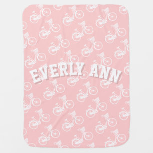 Pink or Any Color Vintage Bicycle Baby Blanket