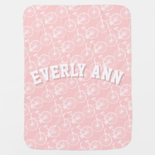Pink or Any Color Vintage Bicycle Baby Blanket