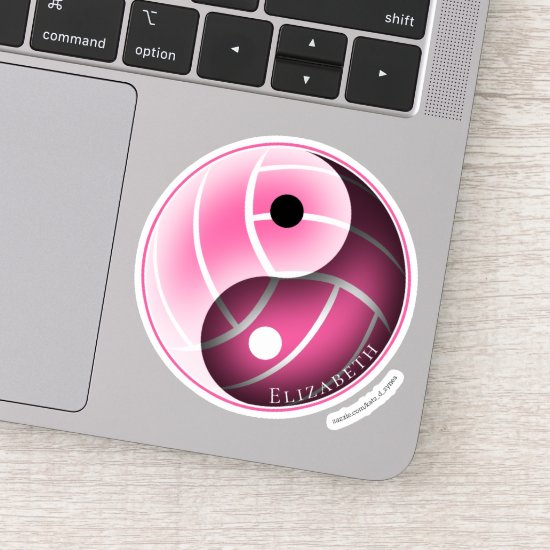 pink or ANY color yin yang volleyball personalized Sticker