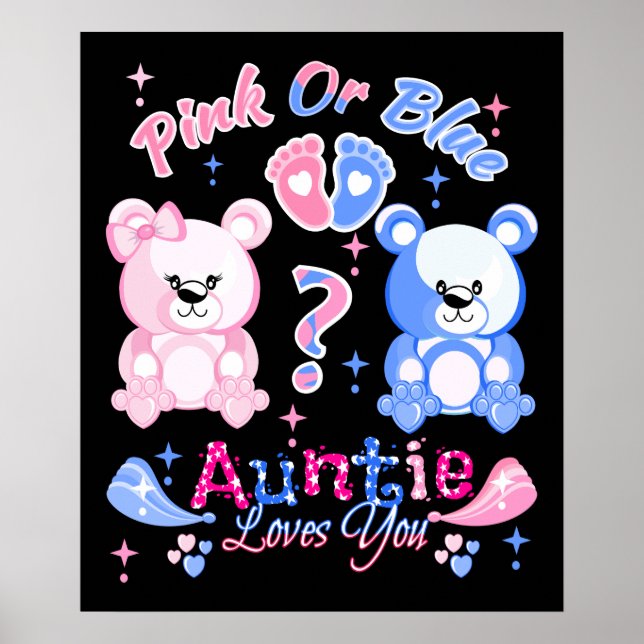 Pink Or Blue Auntie Loves You Poster (Front)
