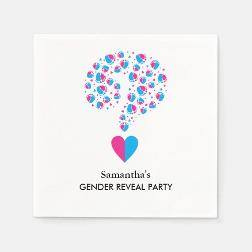 Pink or Blue Baby Feet Question Mark Gender Reveal Napkins