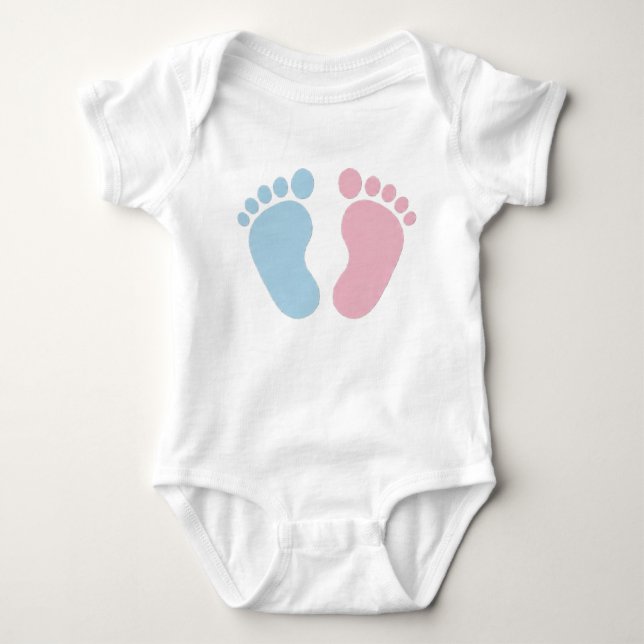 Pink or Blue Baby Footprints – Gender Reveal Desig Baby Bodysuit (Front)