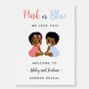 Pink or Blue Baby Welcome Sign African American