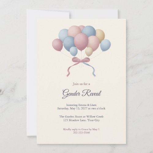 Pink or Blue Balloons Gender Reveal Invitation