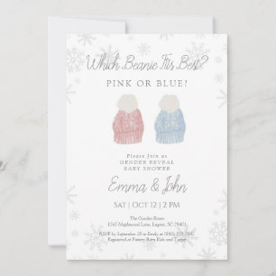 Pink or Blue Beanie Gender Reveal Invitation