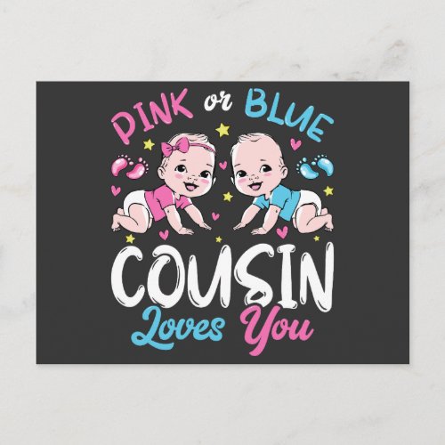 Pink Or Blue Cousin Loves You Holiday Postcard