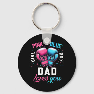 Pink Or Blue Dad Loves You Boxing Gender Reveal Bo Keychain