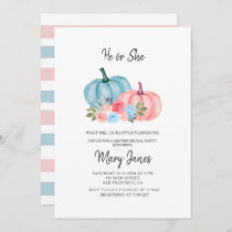 Pink or Blue Floral Pumpkin Gender Reveal Invitation