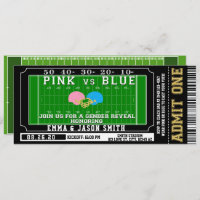 Pink or Blue Football Ticket Baby Gender Reveal Invitation