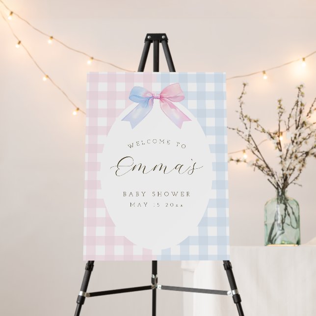 pink or blue Gender Reveal Baby Show Welcome Sign (In Situ (Stand))