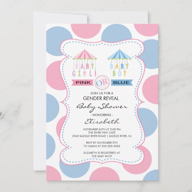 Pink or Blue Gender Reveal  Baby Shower Invitation (Front)