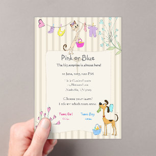Pink or Blue Gender Reveal Dog & Cat Acrylic Invitations