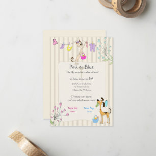 Pink or Blue Gender Reveal Dog & Cat Note Card