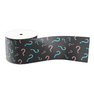 Pink or Blue Gender Reveal Gray Grosgrain Ribbon