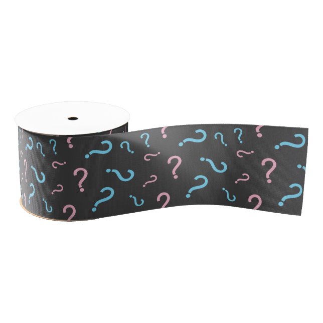 Pink or Blue Gender Reveal Gray Grosgrain Ribbon (Spool)