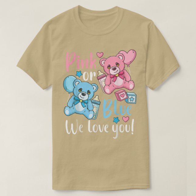 Pink or Blue Gender Reveal Party  T-Shirt (Design Front)