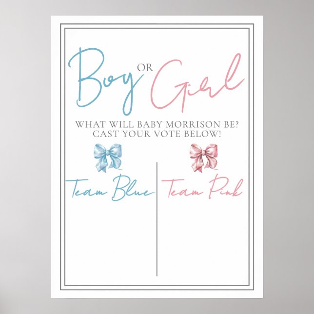 Pink Or Blue Gender Reveal Party Vote Sign (Front)
