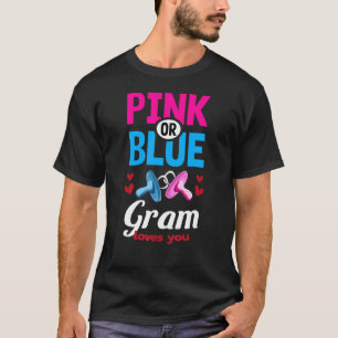 Pink or Blue Gram Loves You Gender Reveal Party Ba T-Shirt