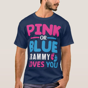 Pink or Blue Grammy Loves You Baby Gender Reveal P T-Shirt