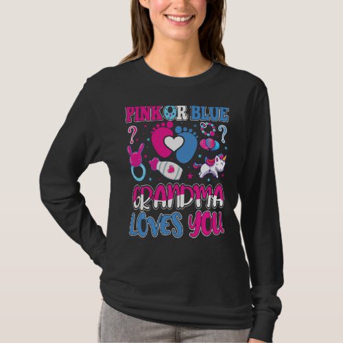 Pink Or Blue Grandma Loves You Gender Baby Reveal  T_Shirt