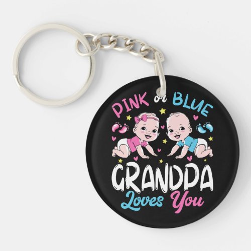 Pink Or Blue Grandpa Loves You Acrylic Keychain