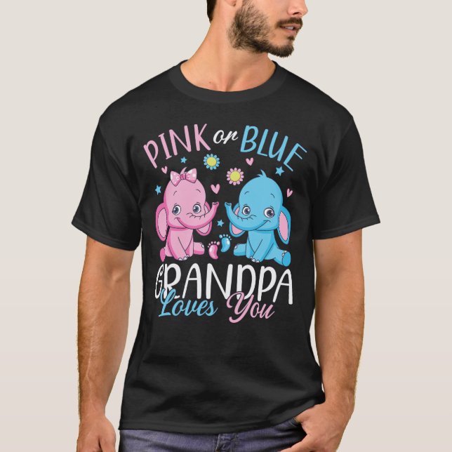 Pink Or Blue Grandpa Loves You Elephant Baby Men T-Shirt (Front)