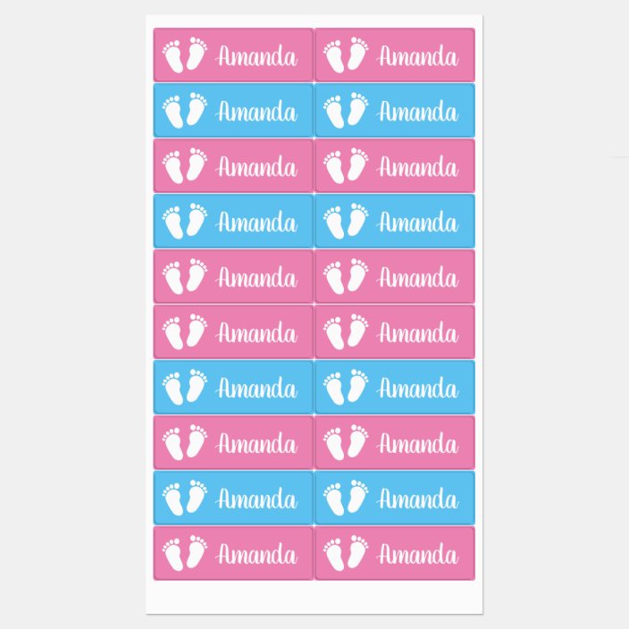 blue and pink footprints
