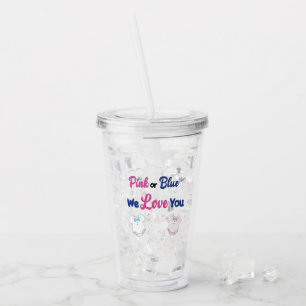 Pink or Blue Layette Custom Gender Reveal Acrylic Tumbler