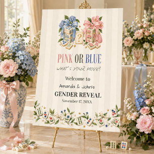Pink or Blue Mahjong Tiles Gender Reveal Foam Board