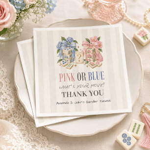 Pink or Blue Mahjong Tiles Gender Reveal Napkins
