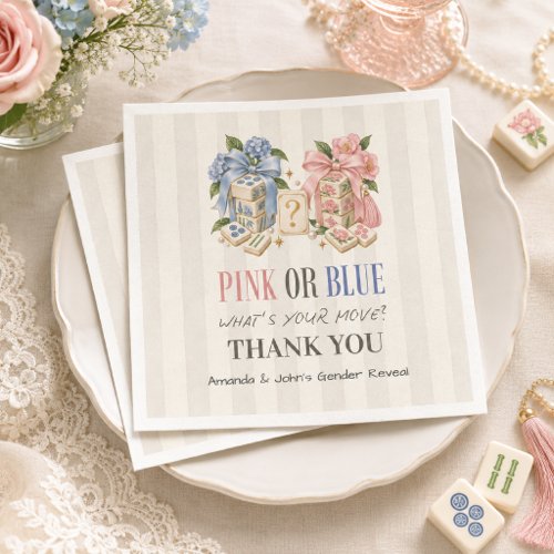 Pink or Blue Mahjong Tiles Gender Reveal Napkins