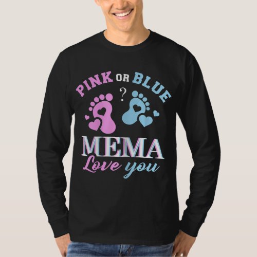 Pink Or Blue Mema Loves You Baby Gender Reveal Par T_Shirt