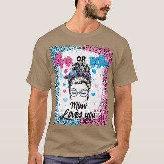 Pink or Blue Mimi Messy Bun Bleached Gender Reveal T-Shirt