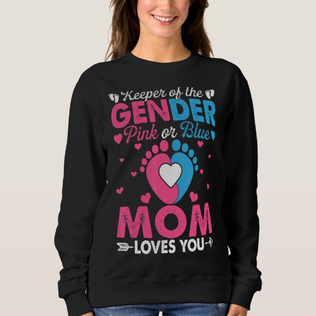 Pink Or Blue Mom Loves You Gender Reveal Cute Sweatshirt (Front)