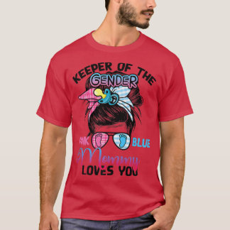 Pink or Blue Mommy Loves You Messy Bun Glasses Gen T-Shirt
