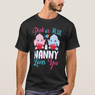 Pink Or Blue Nanny Loves You Elephants Baby Gender T-Shirt