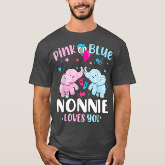 Pink Or Blue Nonnie Loves You Elephants Baby Gende T-Shirt