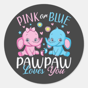 Pink Or Blue Pawpaw Loves You Elephant Baby Classic Round Sticker