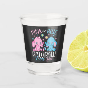 Pink Or Blue Pawpaw Loves You Elephant Baby Shot Glass