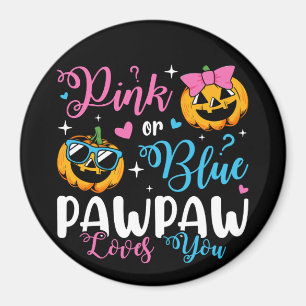 Pink Or Blue Pawpaw Loves You Pumpkin Baby Circle Magnet