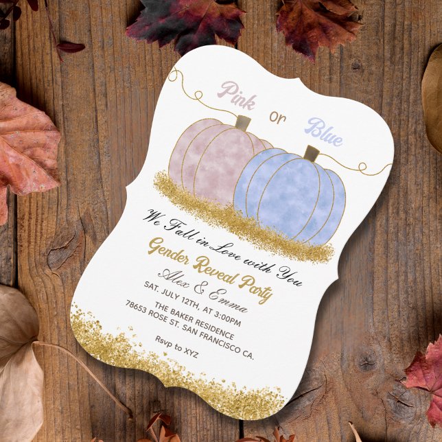 Pink or Blue Pumpkin Gender Reveal Invitation (Creator Uploaded)