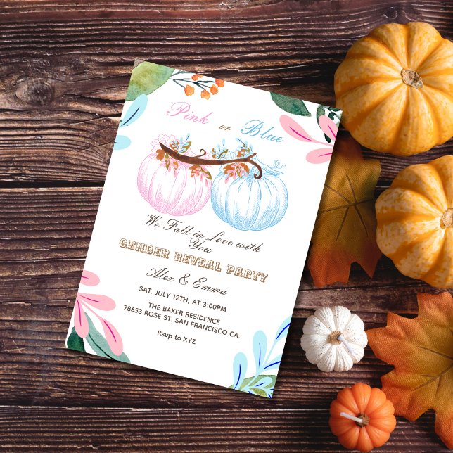 Pink or Blue Pumpkin Gender Reveal Invitation (Creator Uploaded)