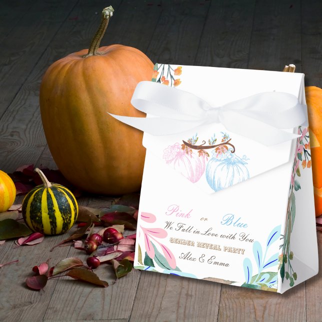 Pink or Blue Pumpkin Gender Reveal  Invitation Favor Boxes (Creator Uploaded)
